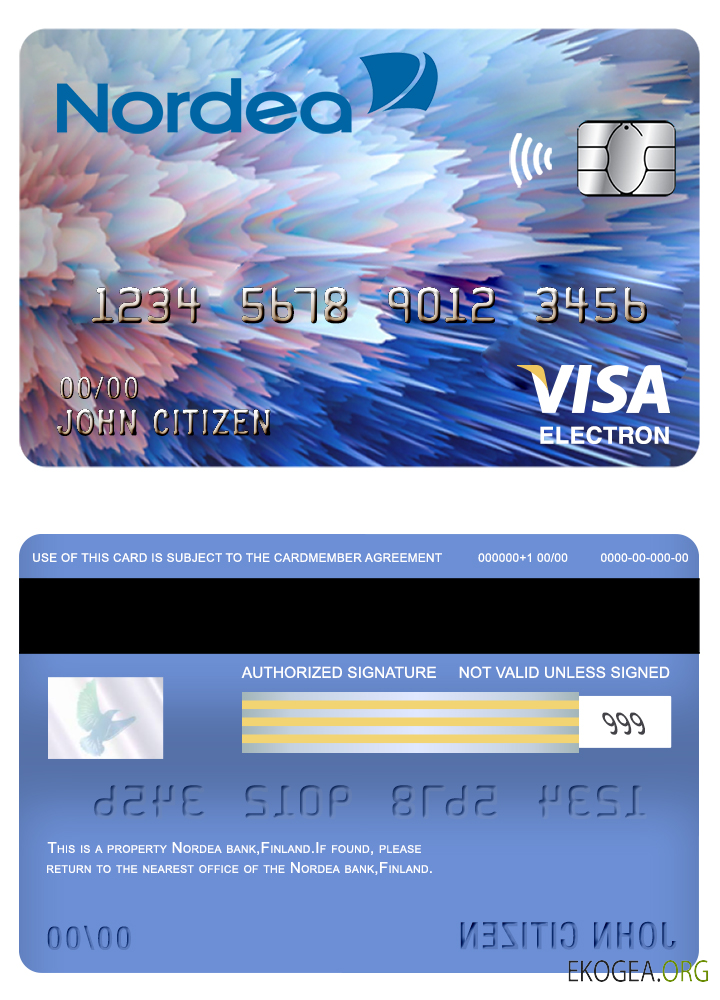 Carte électronique visa de la banque Nordea de Finlande